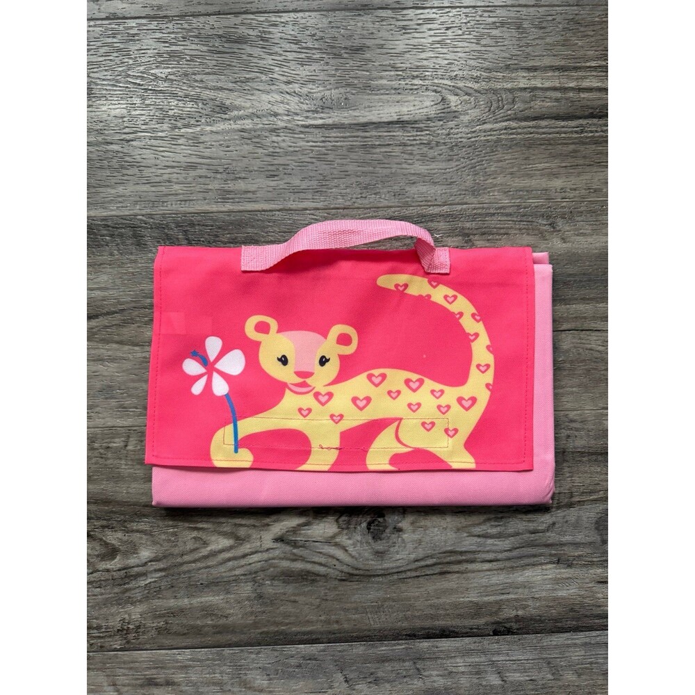 Pink foldable waterproof beach or picnic blanket 66x52